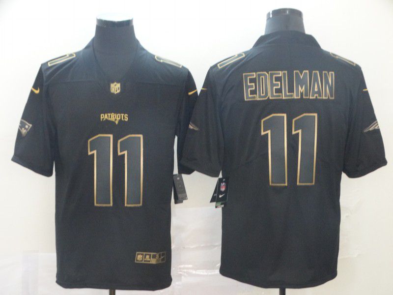 Men New England Patriots #11 Edelman Nike Vapor Limited Black Golden Jersey->los angeles rams->NFL Jersey